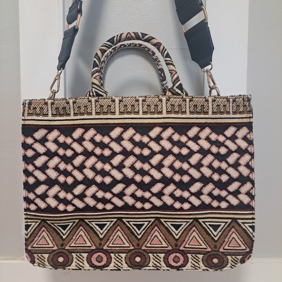 Vivance Handbags - Vivance Boho Woven Tote Bag with Strap